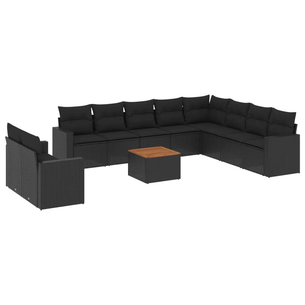Set Divani da Giardino 11 pz con Cuscini in Polyrattan Nero 3256524