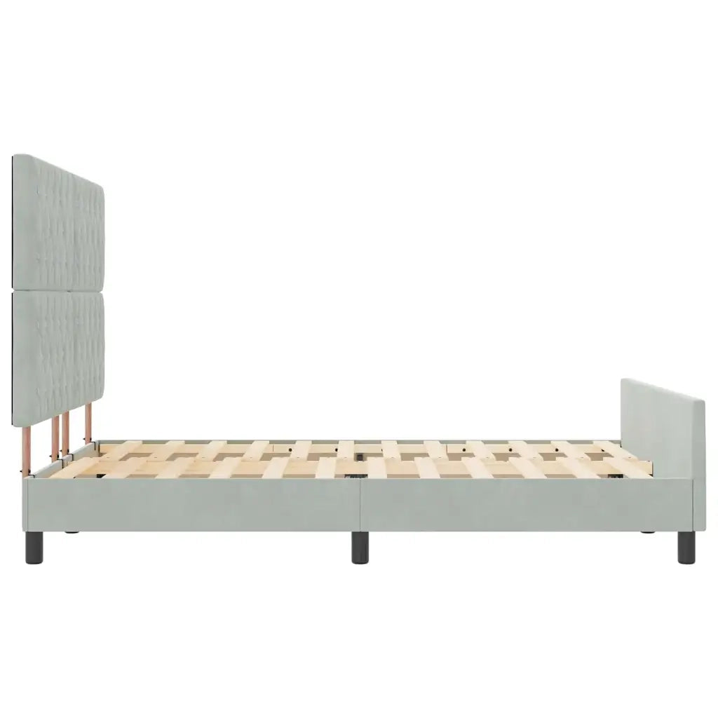 Letto a molle con testiera Grigio chiaro 160 x 200 cm Velluto 3344885