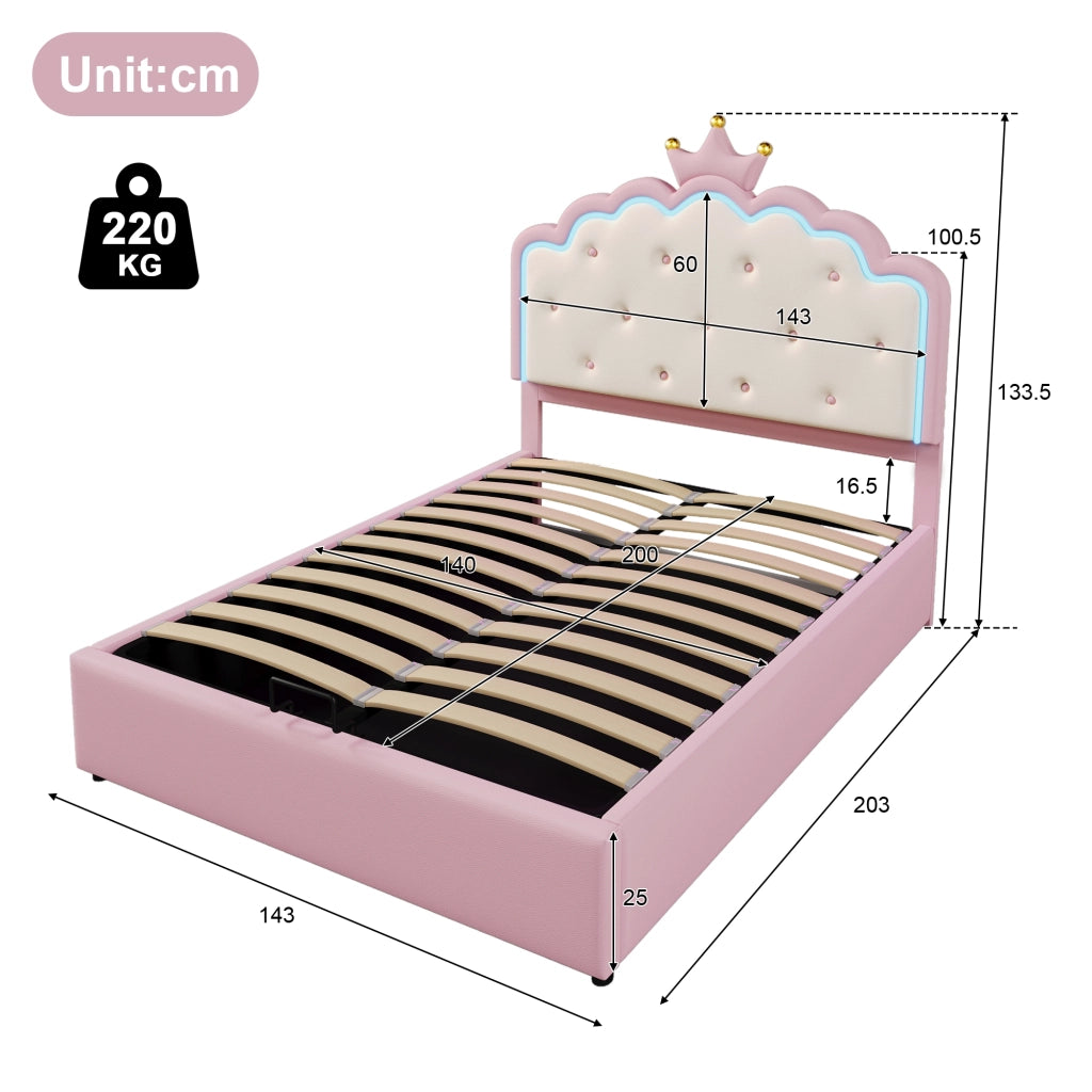 letto imbottito pu rosa 140 x 200 cm