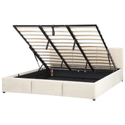 Letto Ottomano Beige Chiaro Velluto Tappezzato 180 x 200 cm Testiera Travestita Funzione Contenitore