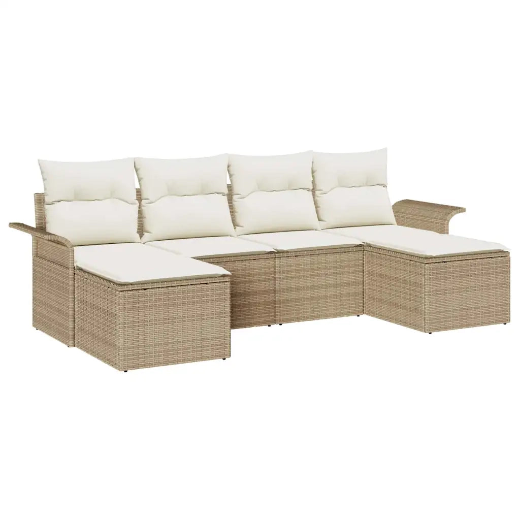 Set Divano da Giardino con archiviazione 6 pcs Beige polyrattan 3354140