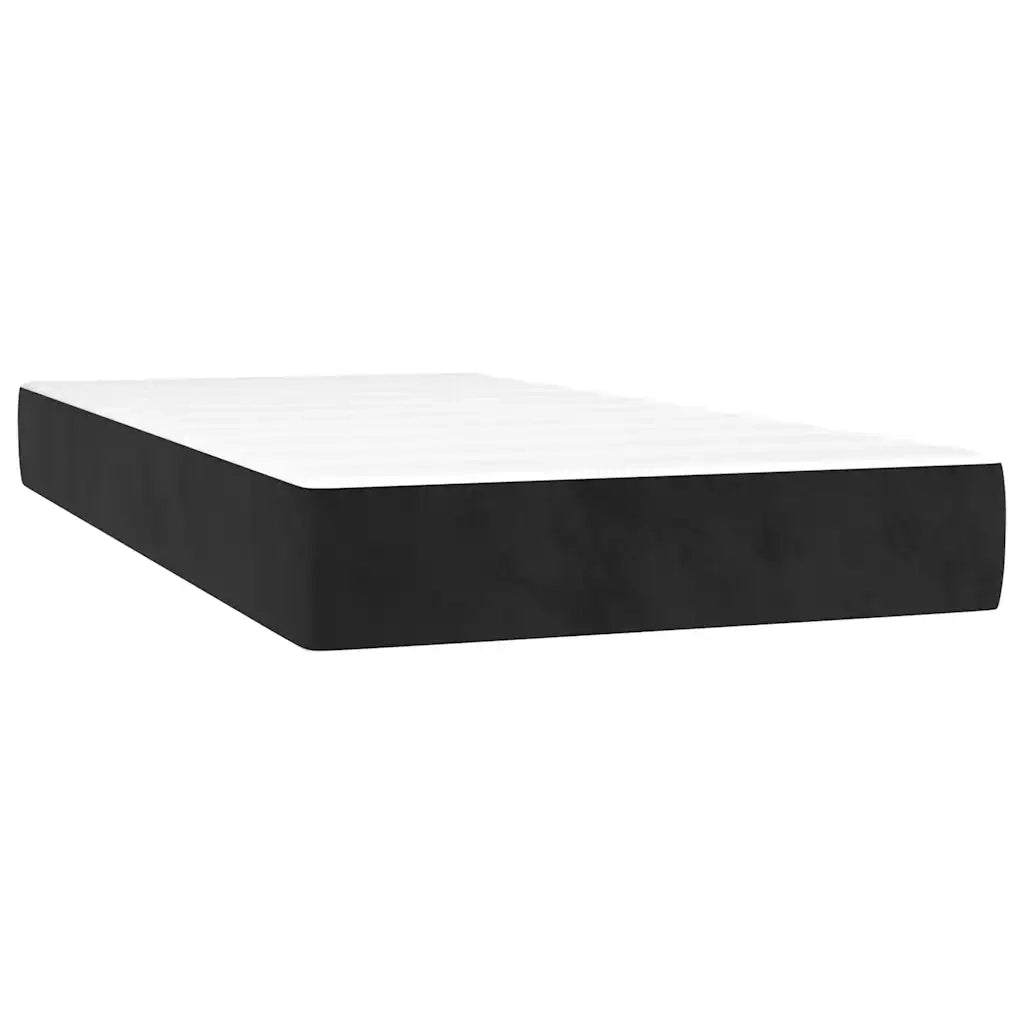 Giroletto a Molle con Materasso-Struttura Letto Nero 100x200 cm in Velluto 183899