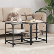 Tavolino Salotto con Piano Vetro Trasparente 40x40x45cm Acciaio 846003
