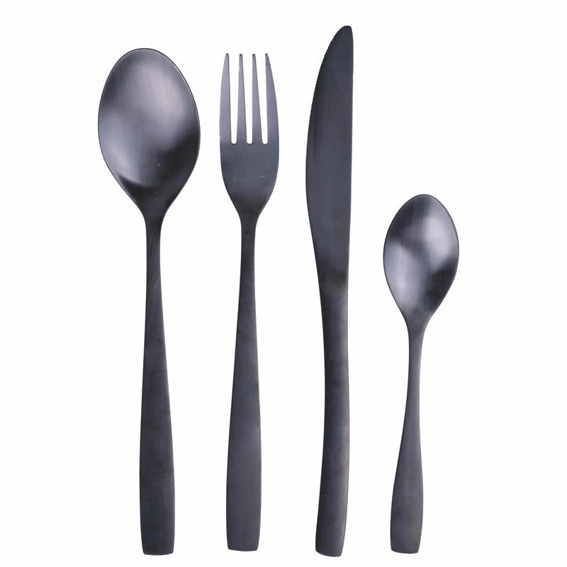 SET 16 POSATE MANHATTAN IN COLORE NERO SATINATO