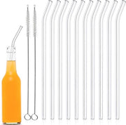 Riccioli di vetro 10 pezzi 20 cm curvi per cocktail - riciclabili - con spazzole per pulizia - per whiskey - caffè - bibite - acqua .
