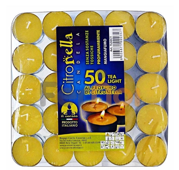 Citronella per zanzare e insetti confezione 50 pezzi candele Thea Light Nappi