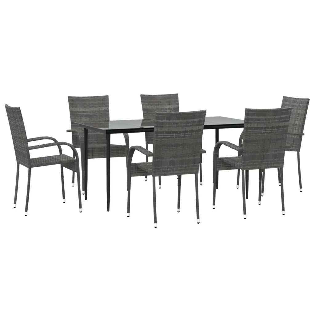 Set da Pranzo da Giardino 7 pz Grigio in Polyrattan 3156677