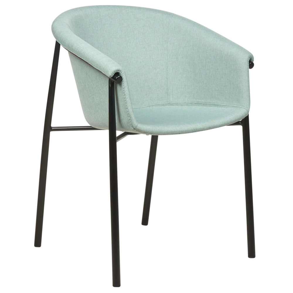 Set di 2 sedie da pranzo con imbottitura in tessuto verde menta Seduta da pranzo dal design moderno e contemporaneo