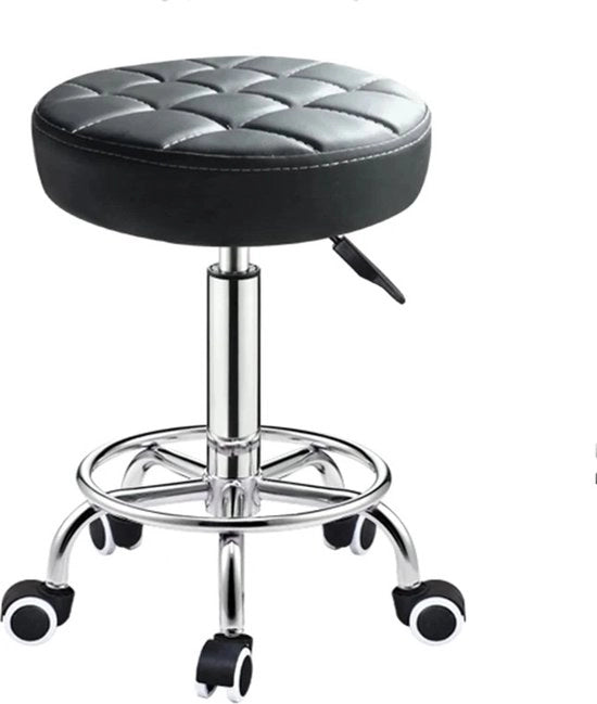 Sella idraulica con ruote - Nero - Sella idraulica regolabile in altezza - Ergonomica - Professionale per parrucchiere - Salone di bellezza - Tatuaggio - Ufficio