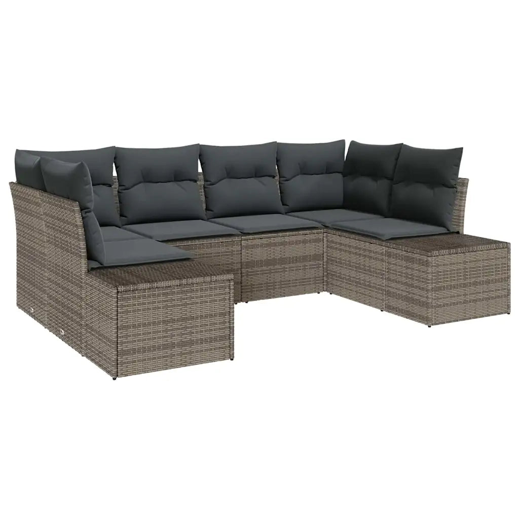 Set Divano da Giardino 6 pcs Grigio Poly Rattan