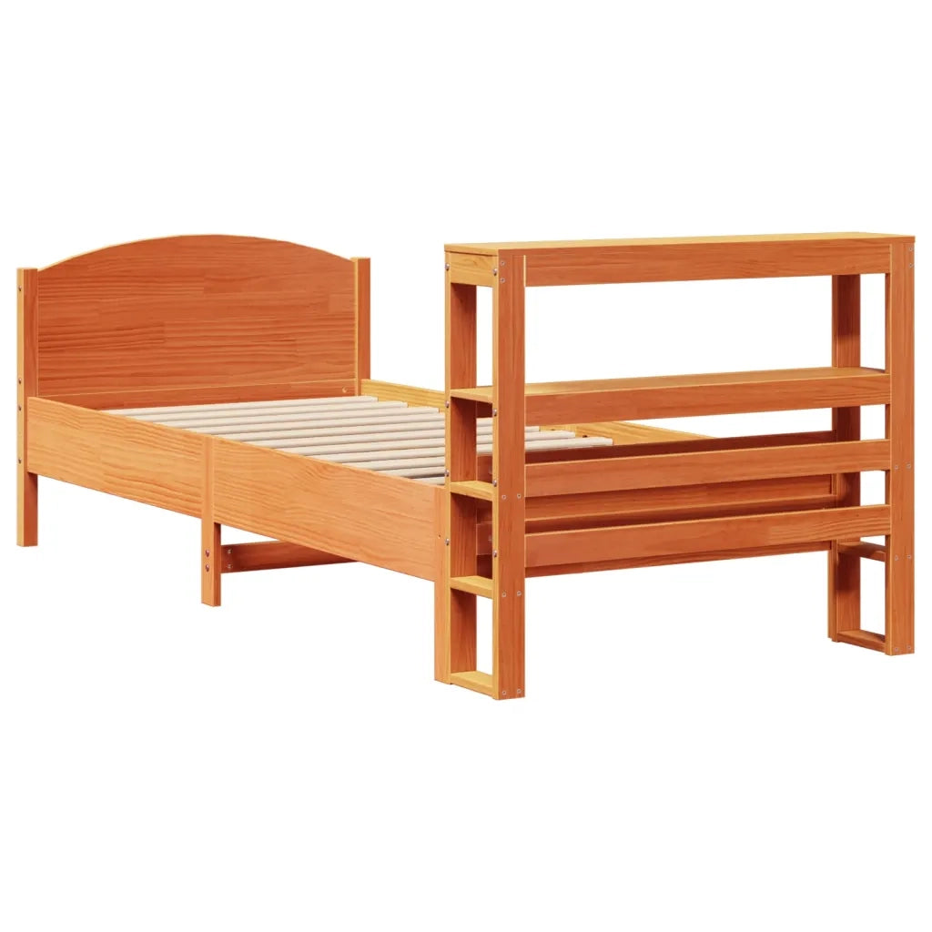 Letto senza Materasso-Struttura Letto Marrone Cera 75x190 cm in Legno di Pino 576394