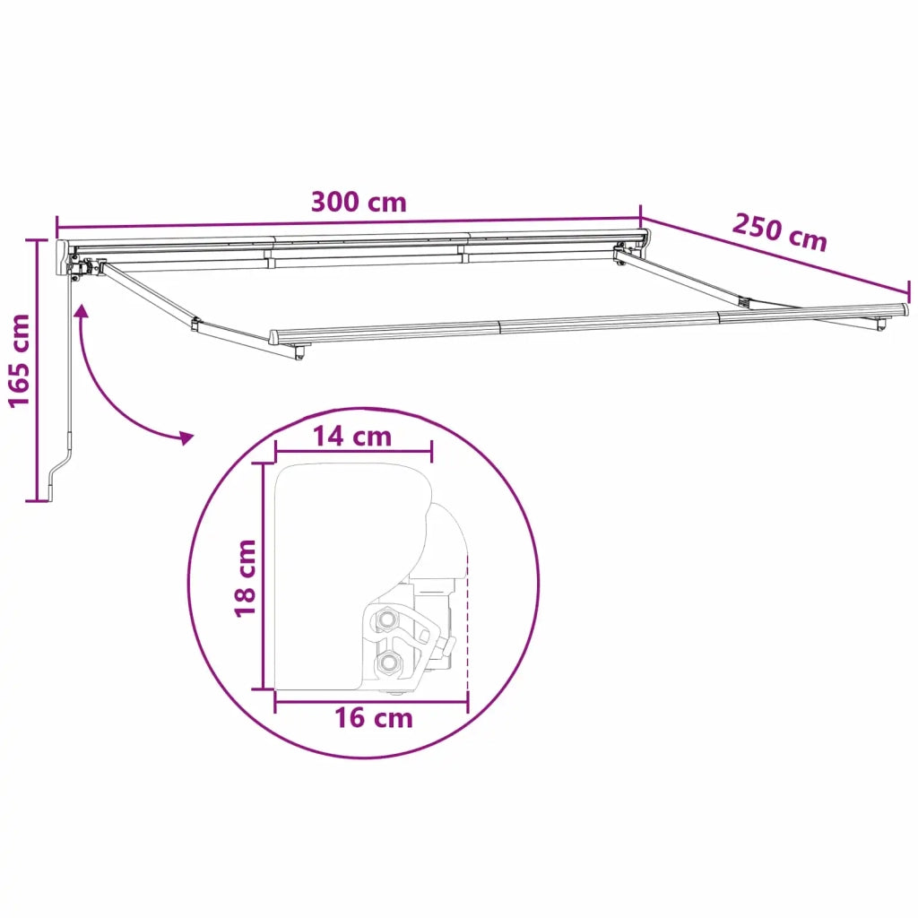 Cornice per Tenda Manuale con LED 3 x 2,5 m 3425907