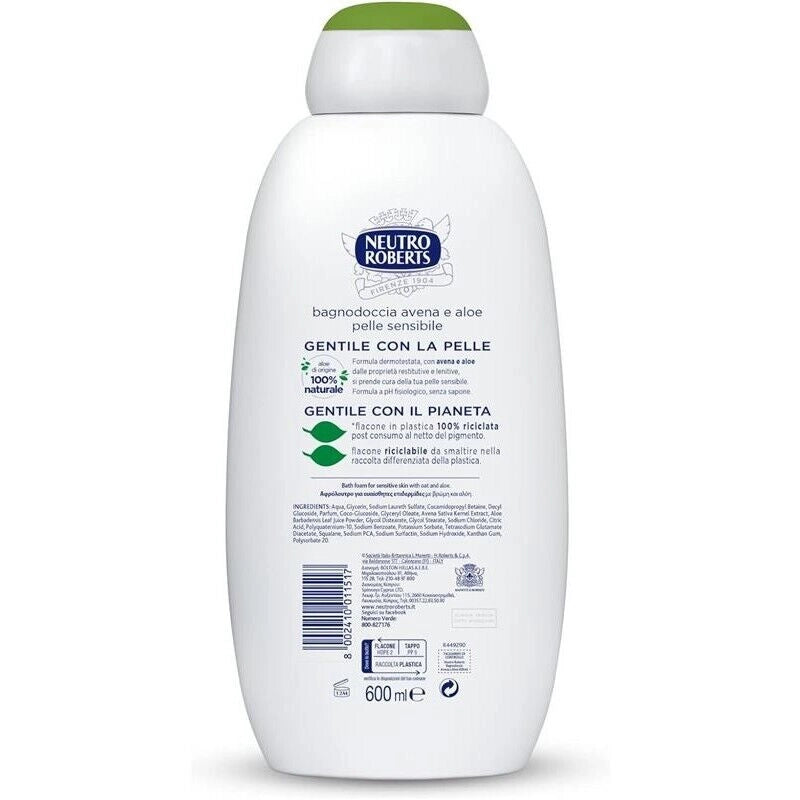 NEUTRO ROBERTS BAGNODOCCIA DA 600 ML PELLE SENSIBILE CON AVENA E ALOE