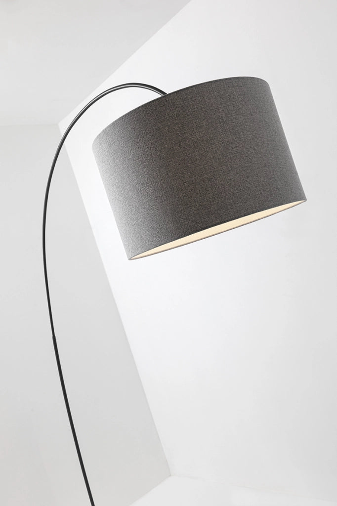 Lampada a Sospensione VIVIEN 48cm con Paralume Cilindrico in Tessuto Antracite e Attacco E27 per Interni - Rossini Group