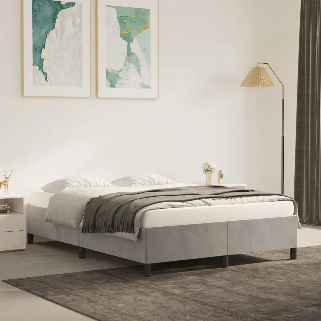 Giroletto senza Materasso Grigio Chiaro 140x190 cm Velluto 347318