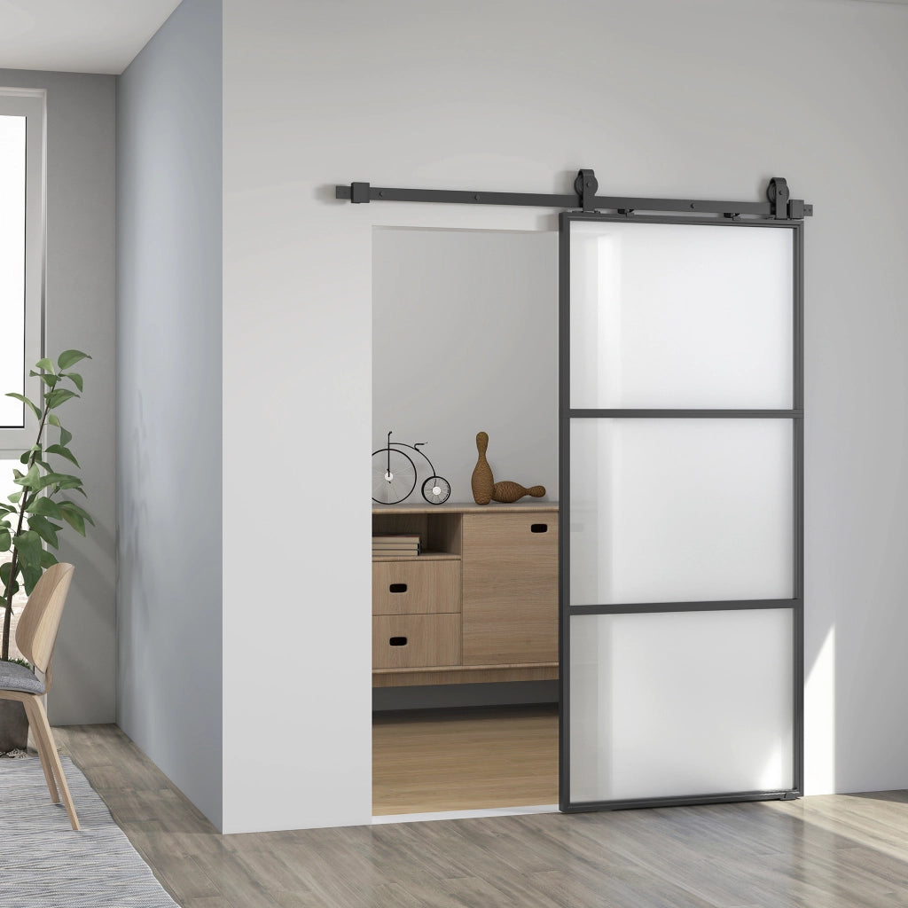 Anta scorrevole con vetro smerigliato ¨C Minimal ¨C Nero