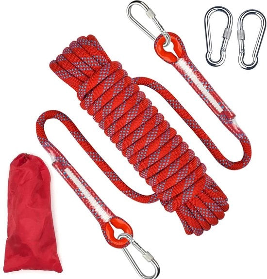 Cavo di sicurezza 10 m - Corda da arrampicata all'aperto 8 mm - Corda in nylon per esterno - Cavo di soccorso con grappino - Escursionismo campeggio