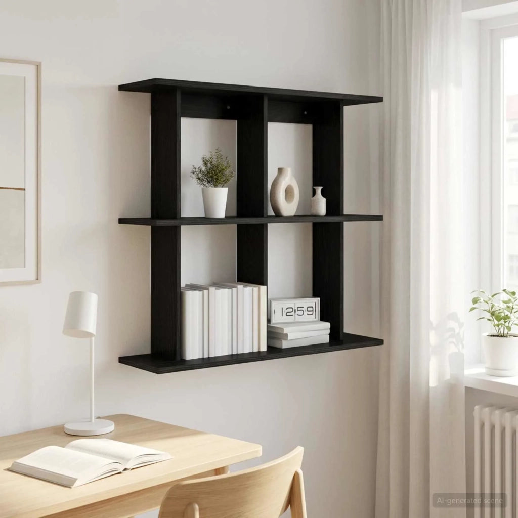 Scaffale da parete A parete Rovere Nero 80 x 20 x 75 cm 8012077