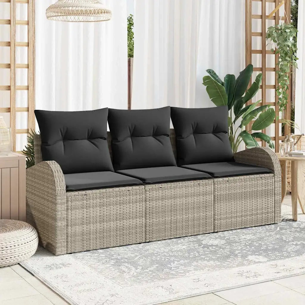 Set Divano da Giardino 3 pcs Grigio chiaro Poly Rattan 3345902