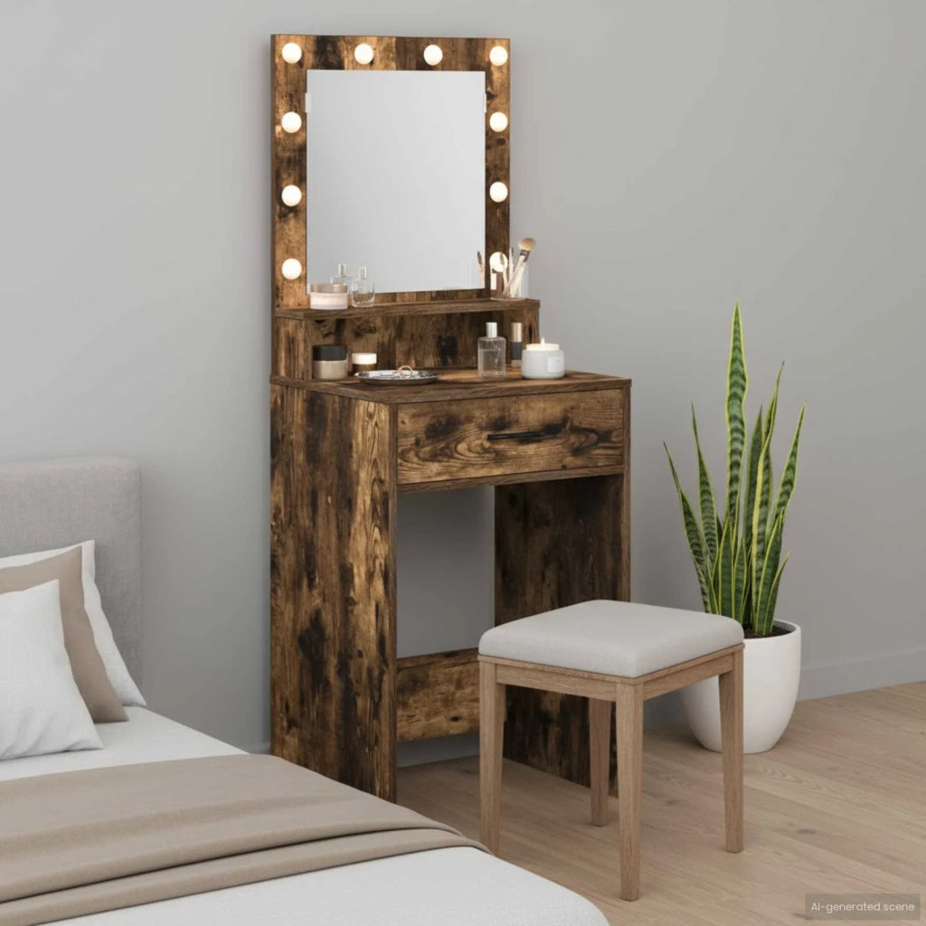 Toeletta | Tavolo da Trucco Rovere fum¨¦ 50 x 41 x 135 cm Legno multistrato