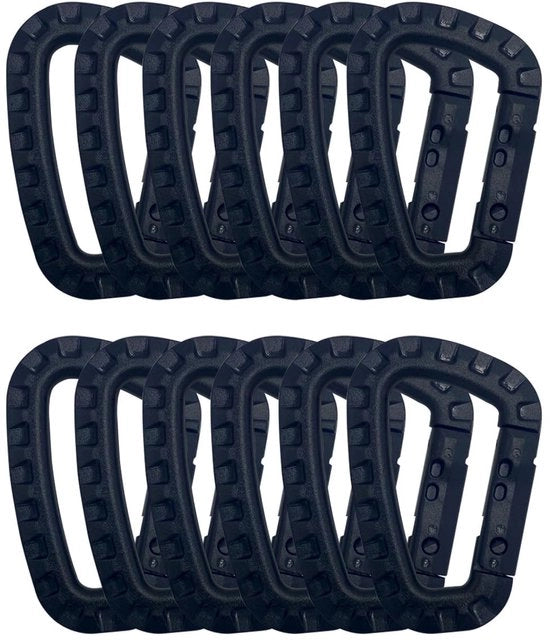 Haken a Karabina 12 pezzi - D forma - Plastica - Clipset - Leggero - Ideale per fissaggio - Haken clip