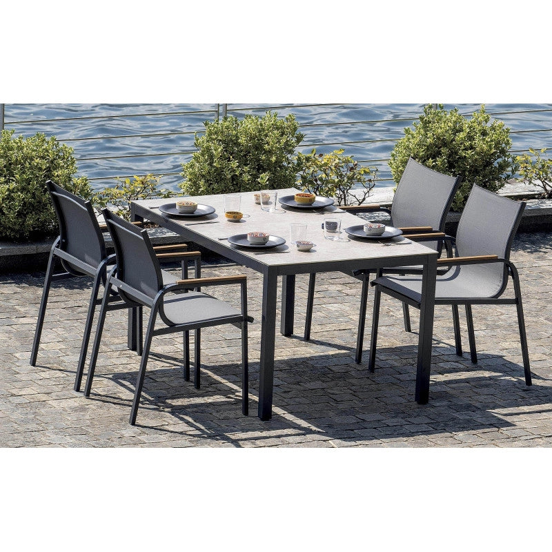 Dining Set Tarquinia Con 4 Sedie In Ferro Antracite Moia