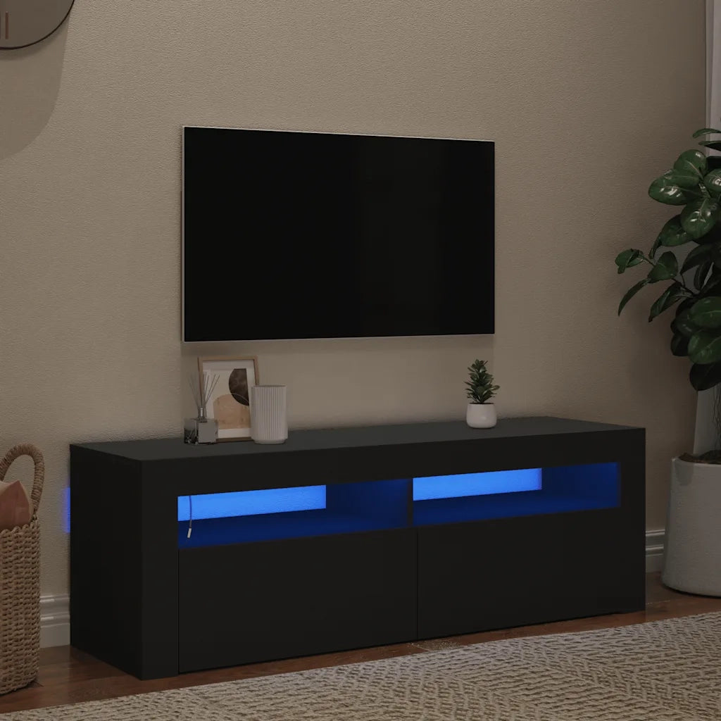 Mobile TV | Armadietto TV | Mobile Porta TV con Luci LED Nero 120x35x40 cm