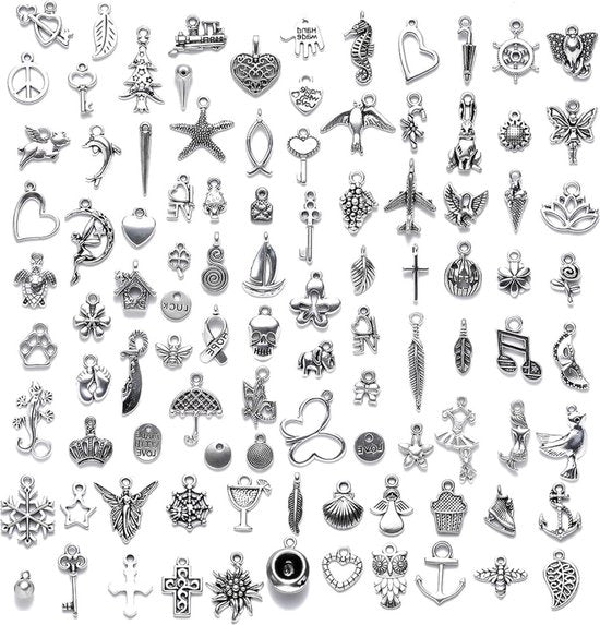 150 pezzi di pendenti in argento - pendenti per collana bracciale - artigianato di gioielleria piccoli pendenti in argento tibetano - artigianato di gioielleria.