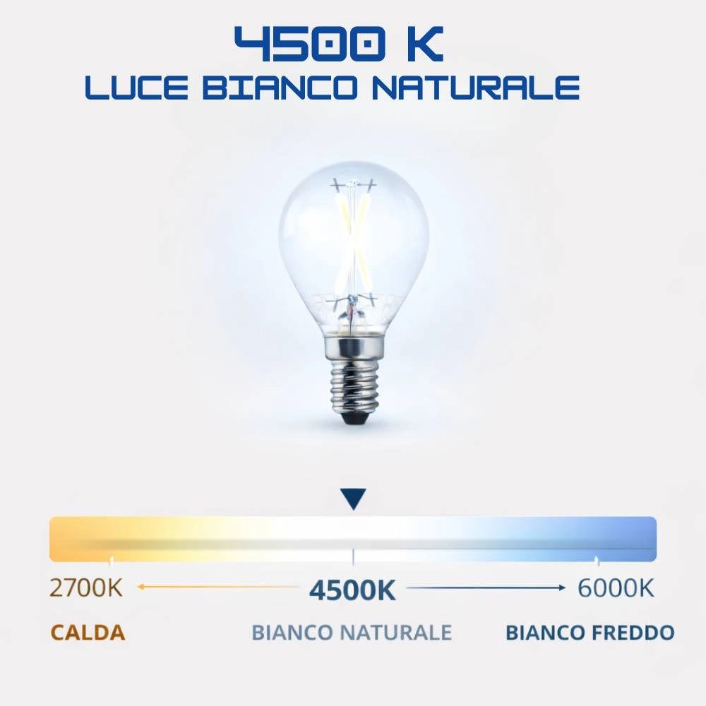 Lampadina led a filamento g45 e14 2w in vetro per illuminazione interna *** temperatura colore lampada 4500k bianco n...
