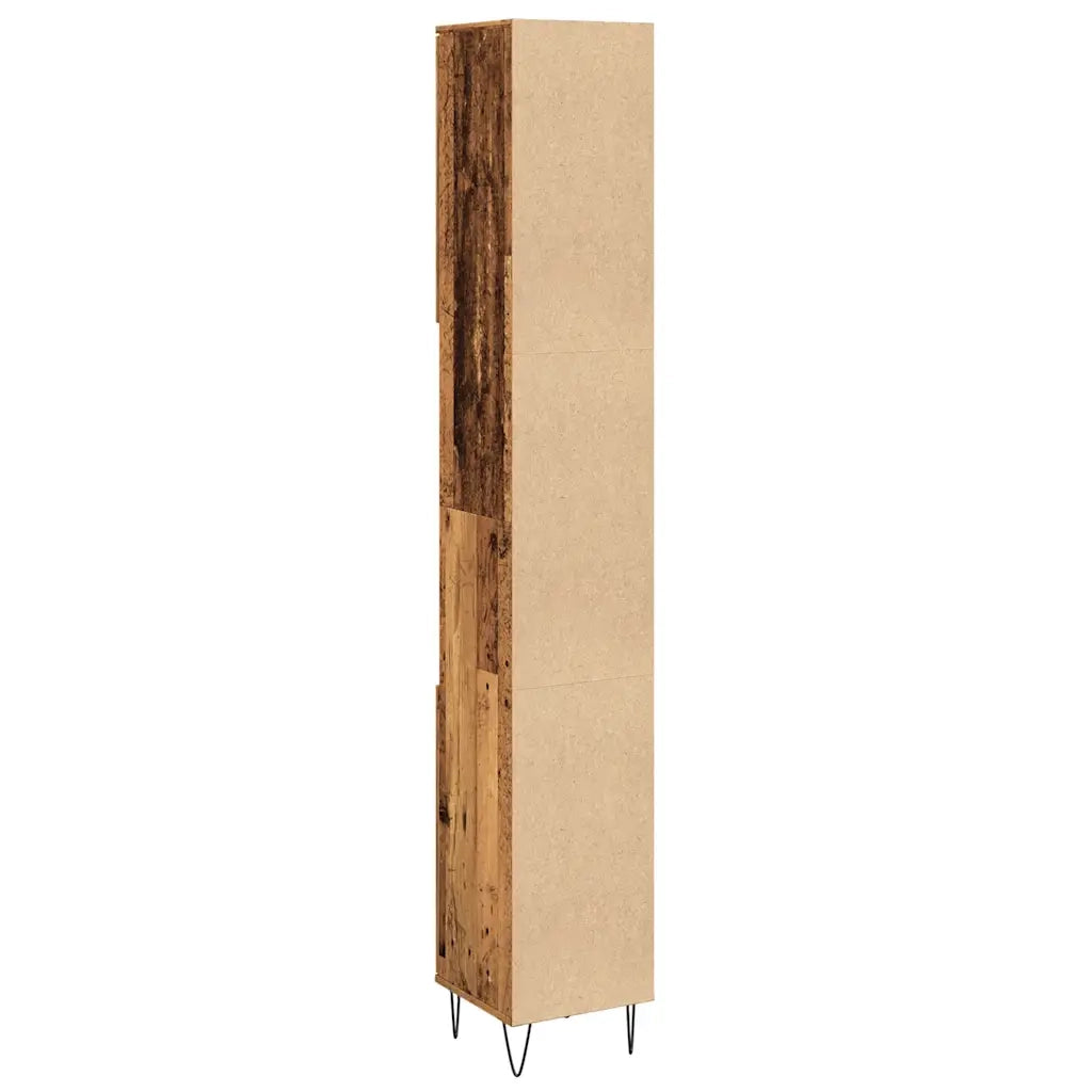 Armadietto Bagno Legno Antico 30x30x190 cm in Legno Multistrato 857199