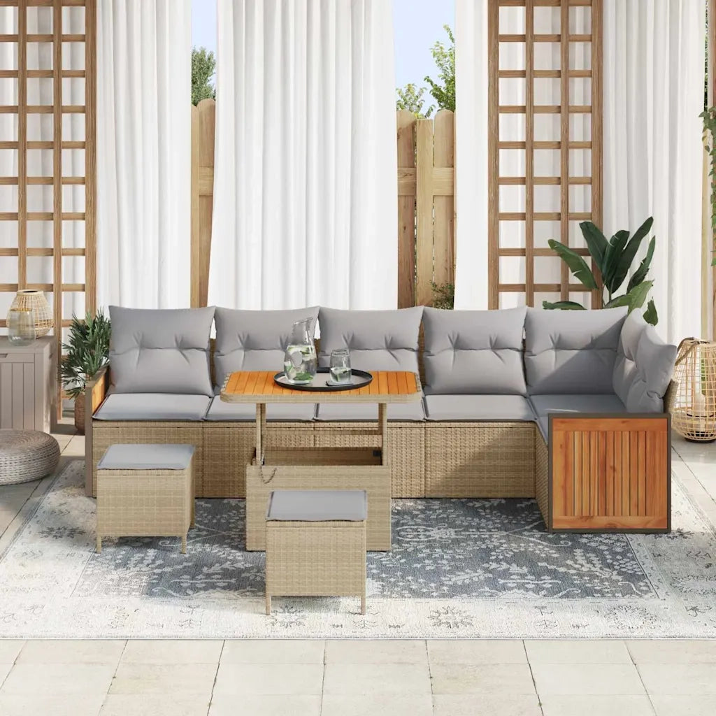Set Divano da Giardino 11 pcs Beige e Grigio Chiaro polyrattan