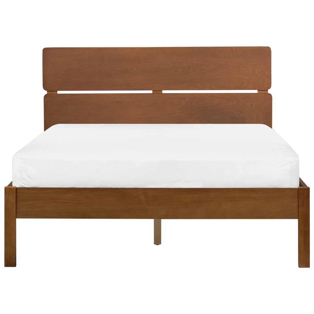 Letto in marrone scuro UE matrimoniale 140 x 200 cm con testiera a doghe Stile rustico minimalista