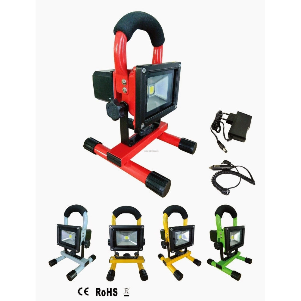 Trade Shop - Faro Ricaricabile Faretto Impermeabile Led Luce Bianca Emergenza Portatile -  10 Watt