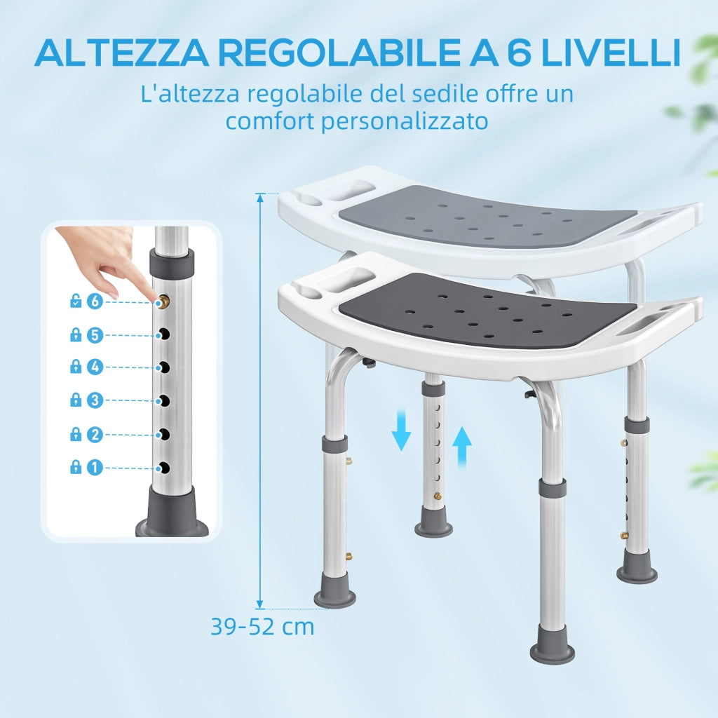 Sgabello da Doccia Regolabile ¨C Minimal ¨C Grigio 39-52cm