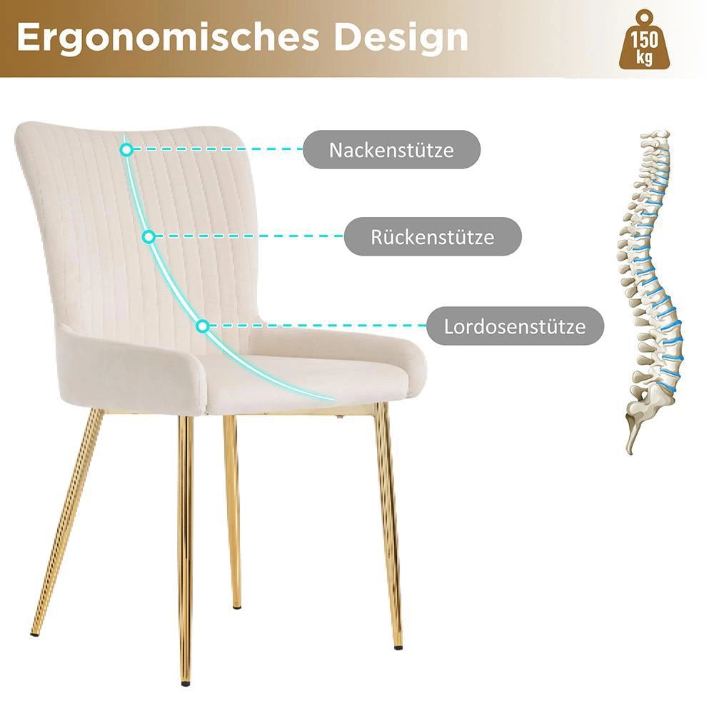 Set di 6 sedie da pranzo in velluto - Xylo - Supporto lombare gambe in metallo dorato