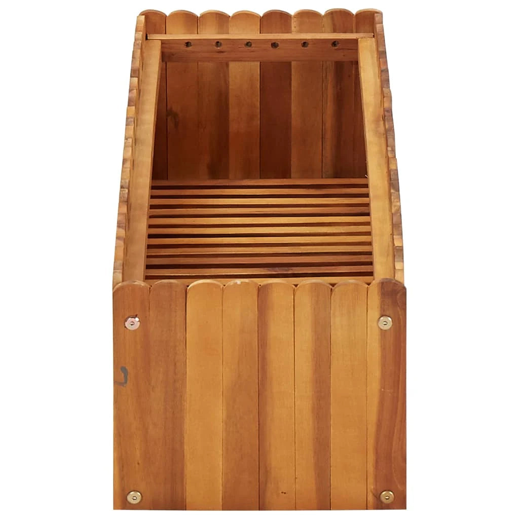 Fioriera rialzata per piante e fiori giardino 100 x 30 x 25 cm legno massello di acacia 02_0000974