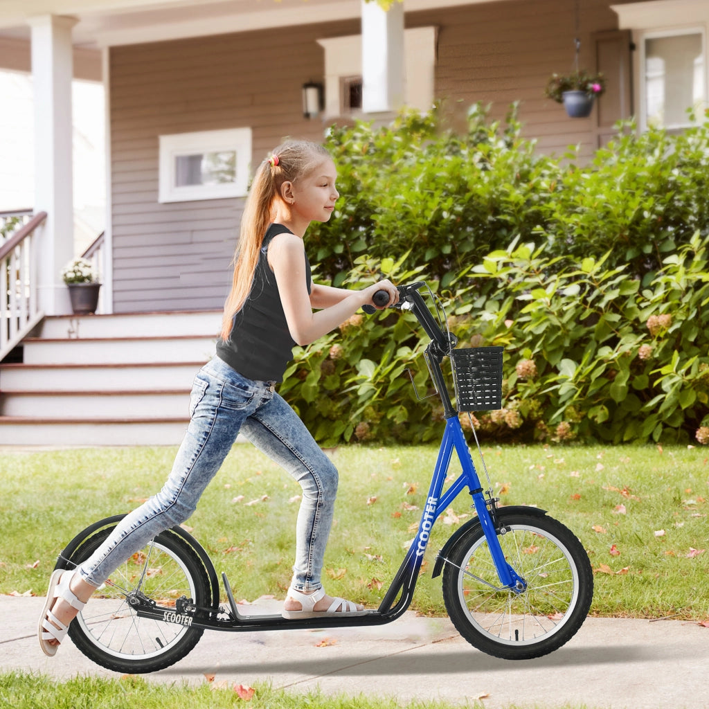 Monopattino per Bambini con Freno e Cestino ¨C Xylo ¨C Altezza Regolabile 5-12 Anni Blu Nero