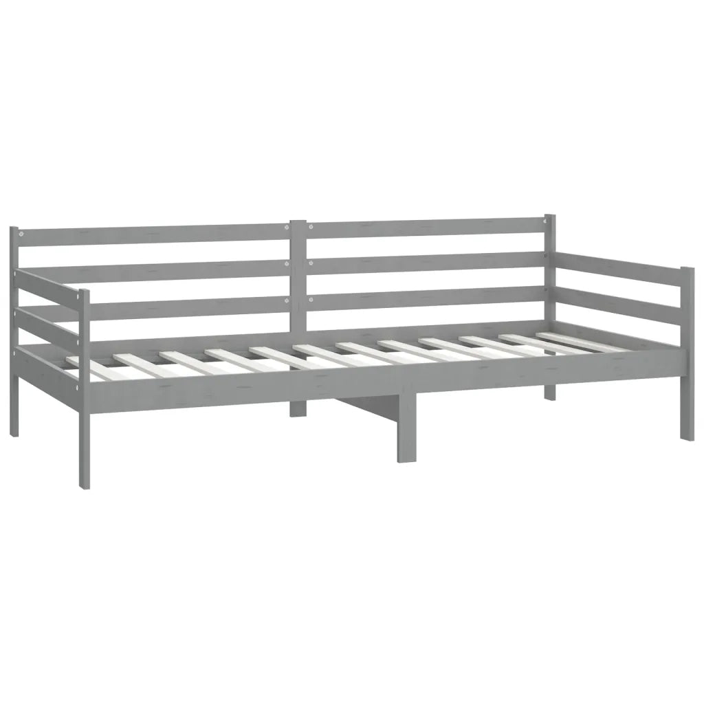 Divano Letto con Materasso 90x200 cm Grigio in Legno di Pino 3083586