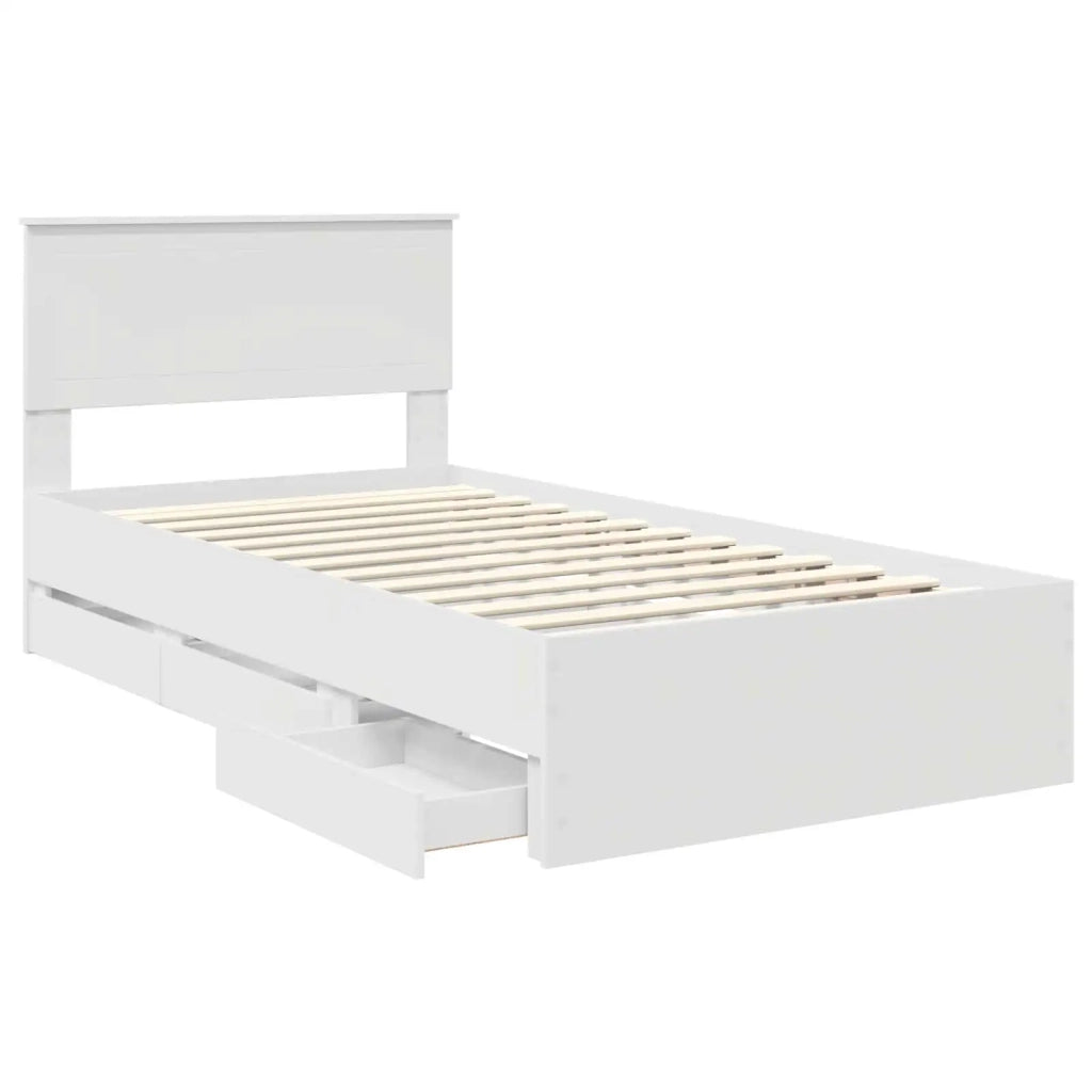 Letto singolo | Letto per adulti | Struttura del letto Bianco 100 x 200 cm Legno Ingegnerizzato