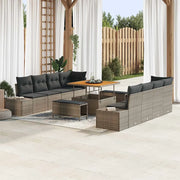 Set Divano da Giardino con cuscino 11 pcs Grigio Poly Rattan