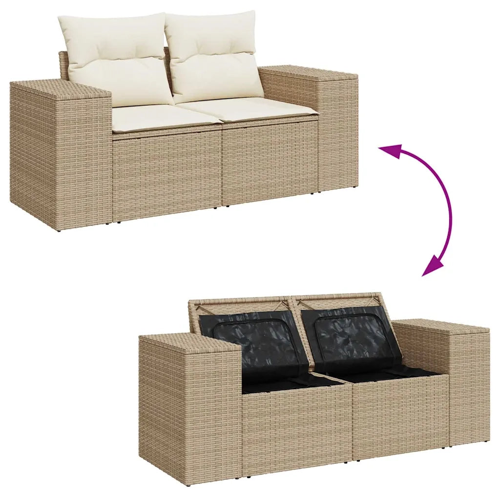 Set Divano da Giardino 8 pz con Cuscini Beige in Polyrattan 3325880
