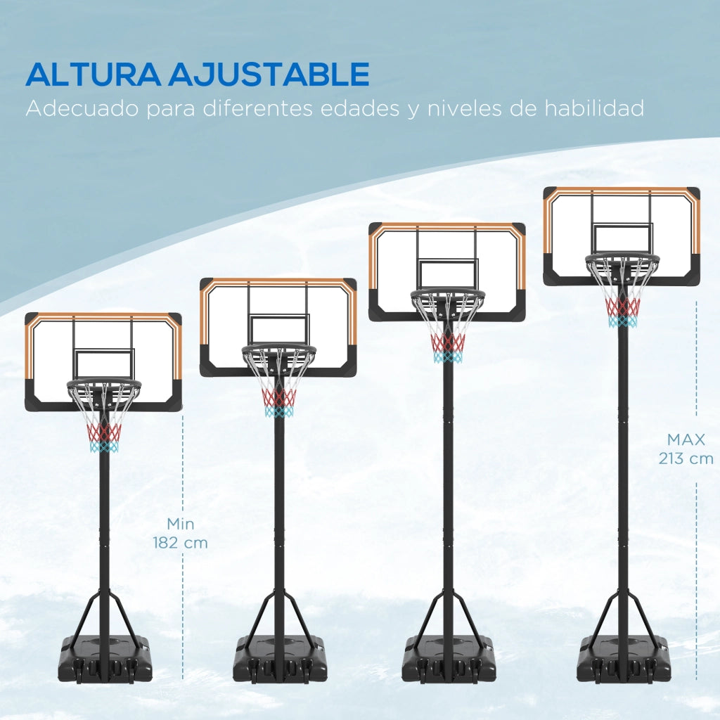 Canestro da Basket Regolabile per Esterno ¨C Zephmum ¨C Nero 182-213 cm