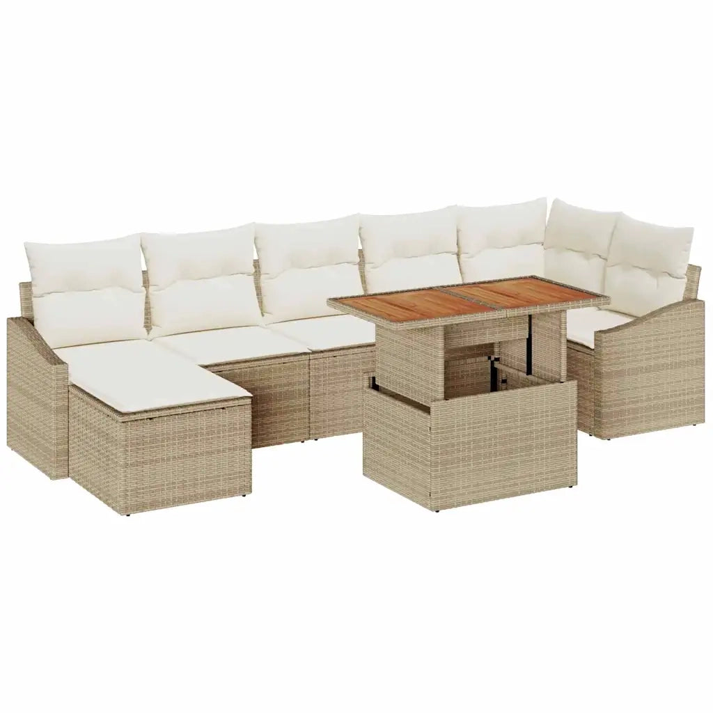 Set Divano da Giardino 8 pcs Beige Poly Rattan 3358605