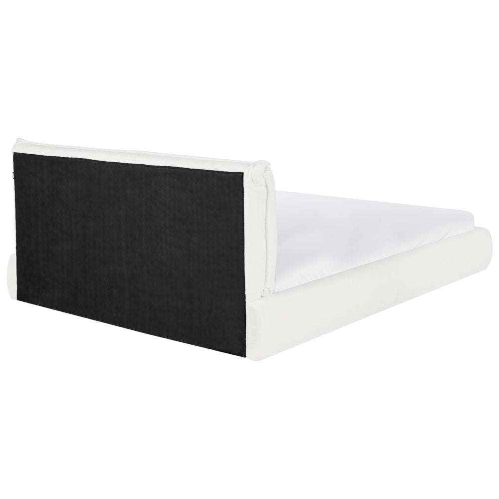 Letto matrimoniale ad acqua imbottito in tessuto boucle bianco 160x200 cm stile classico camera da letto