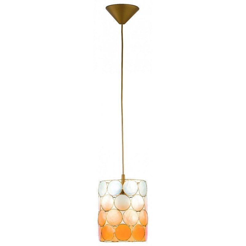 Lampada a sospensione Circolo ottone, arancio/bianco E27 15W Alfa
