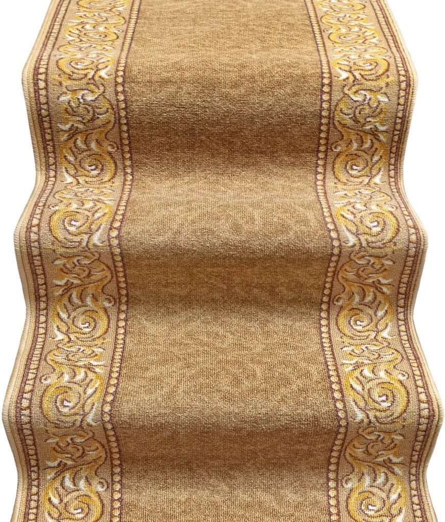 Passatoia Scala Bordata 67x1000 cm Ingresso Corridoio Tappeto Cucina Gradini Stile Barocco Beige