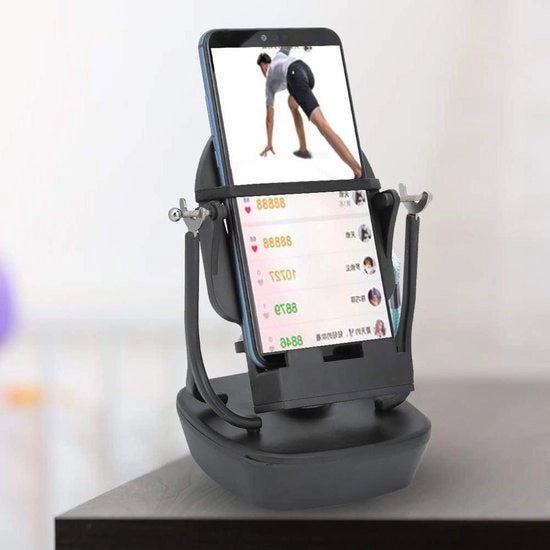 Oggetto per fissaggio e stabilizzazione di dispositivi mobili con movimento oscillante e rotazionale.