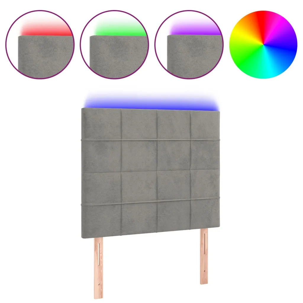 Testiera a LED Grigio Chiaro 80x5x118/128 cm in Velluto 3122454