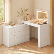 TOLETTA girevole con specchio LED 105x40x80 cm bianco