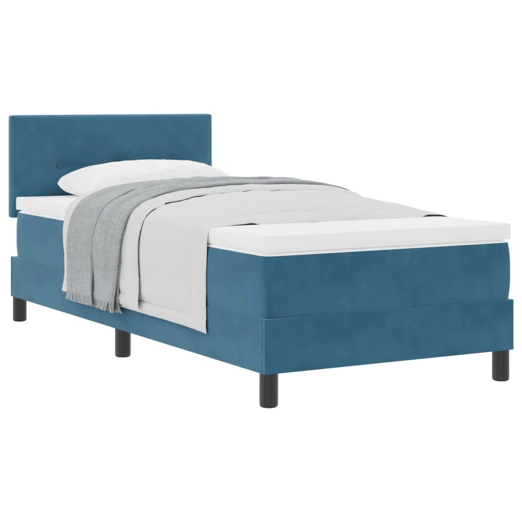 Letto a molle con materasso-Struttura Letto con Materasso Blu Scuro 90 x 190 cm Velluto 885261